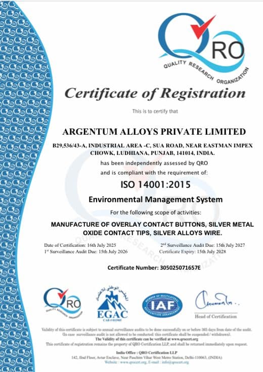 ISO 14001:2015 certificate preview